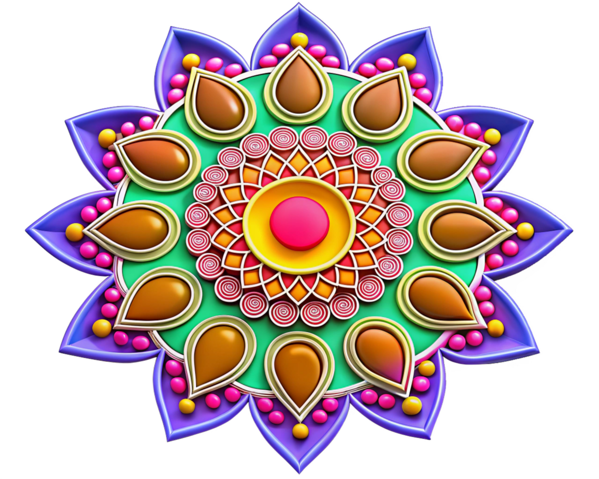 Vibrant Rangoli Art with Colorful Patterns png
