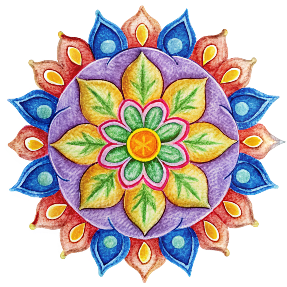 Eye-Catching Colorful Rangoli with Geometric Patterns png