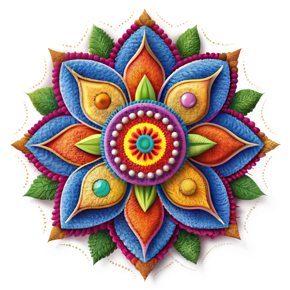 Intricate Rangoli Pattern with Vibrant Colors png