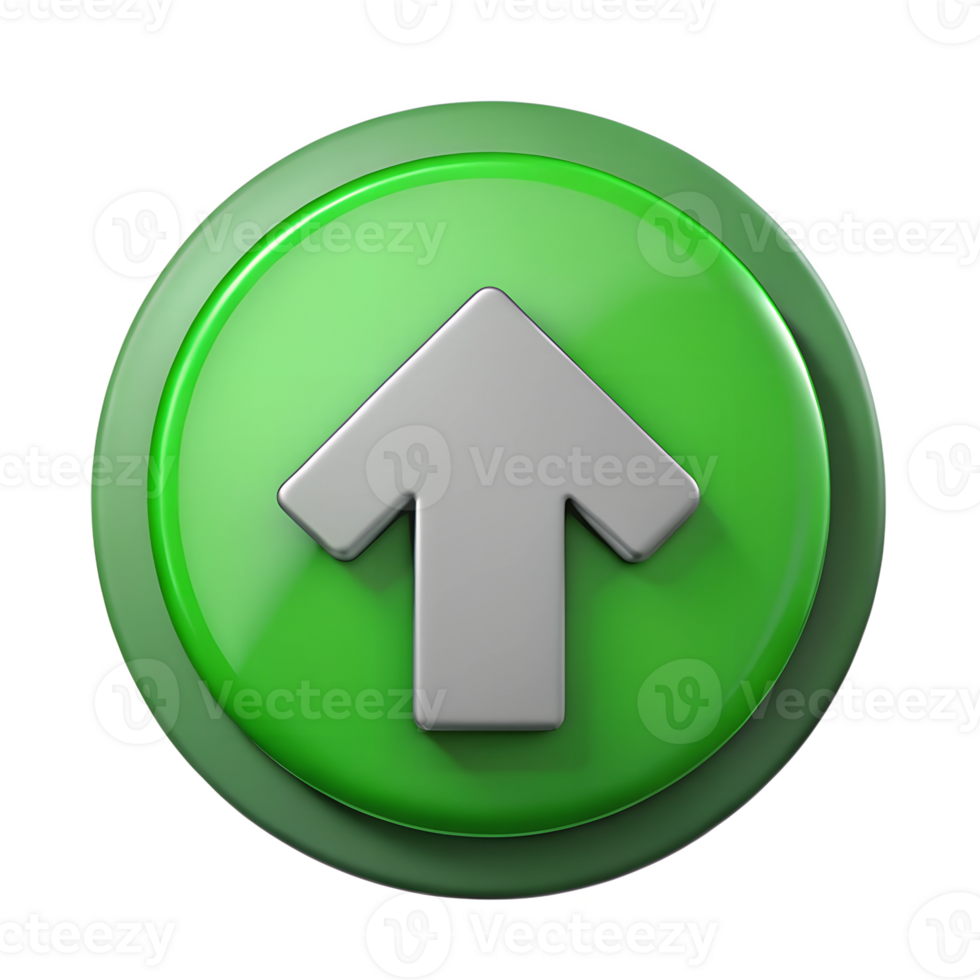 Up Down Green Arrow 3d icon button in a round circle symbol Clipping Path Cut Out Transparent png
