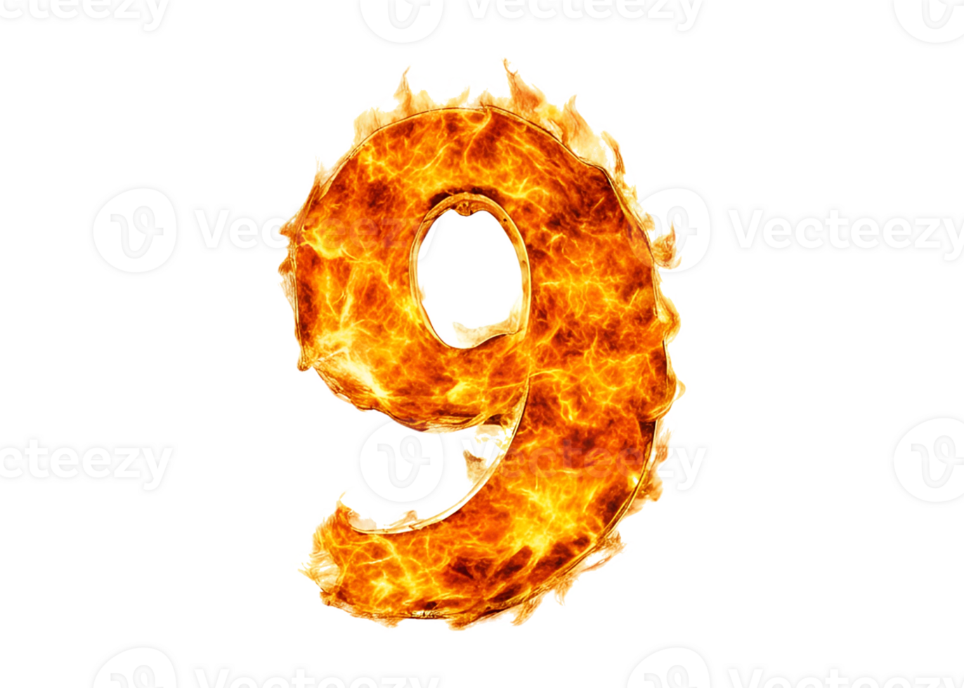 9 Fire Digit Numbers Illustration. Fiery numbers 0, 1 to 9, Fire Effect Numbers for Festival Anniversary Decoration on transparent background png