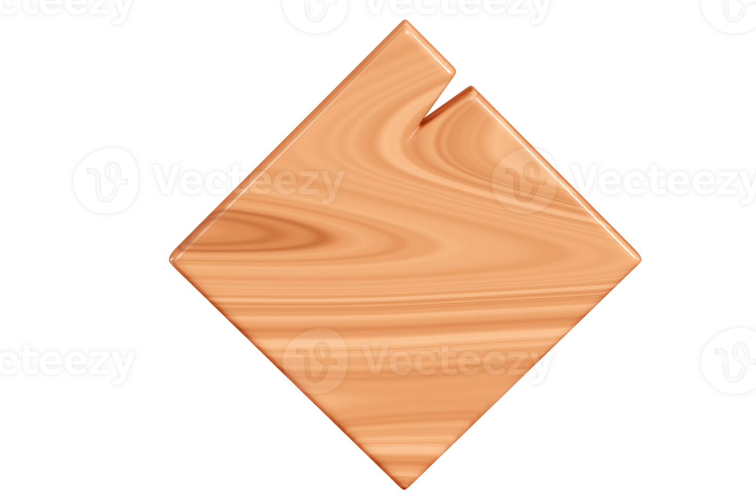 Wooden rhombus plaque with cracks for text box. Cartoon 3d render illustration of signboard png