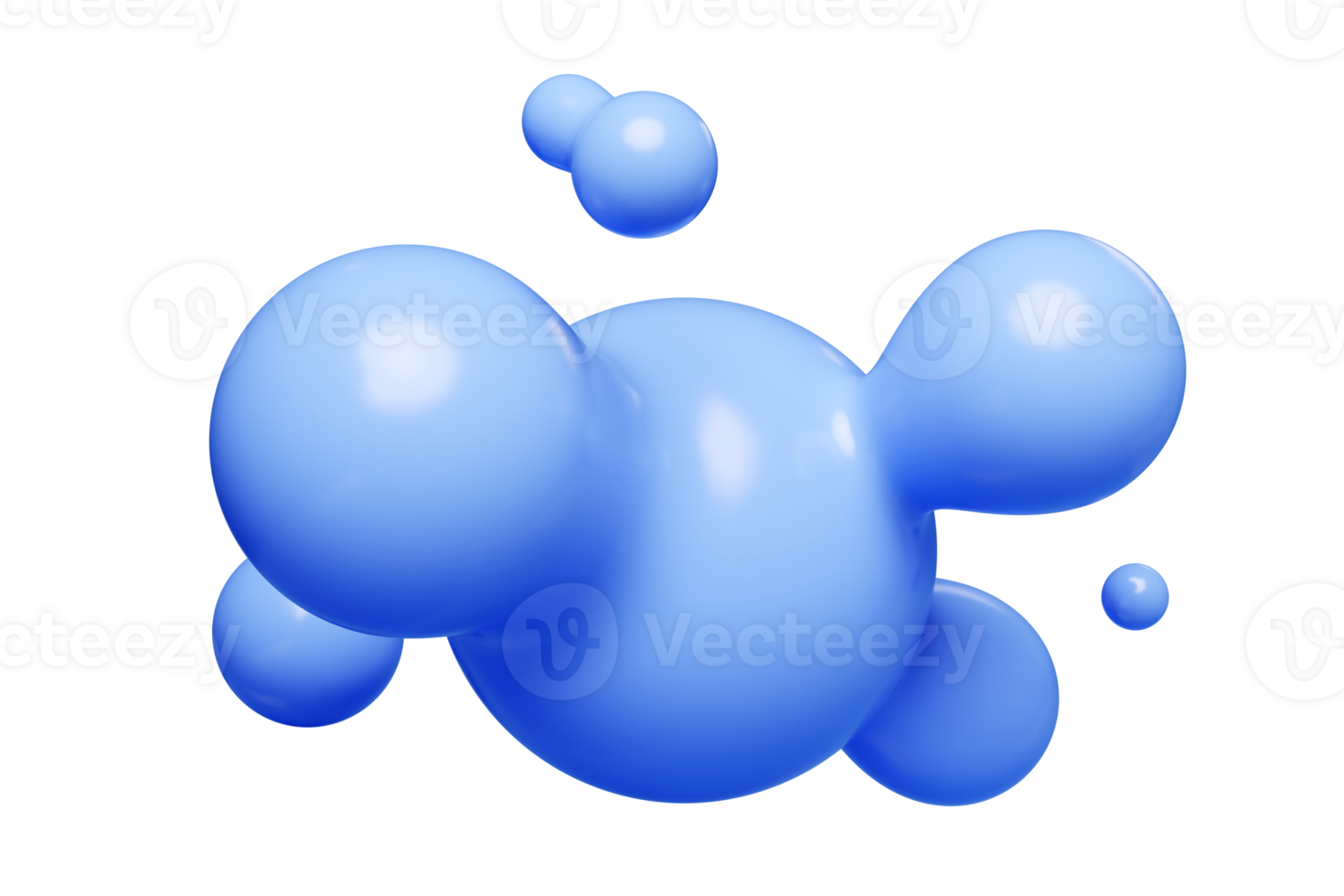 Blue abstract liquid metaball shape. 3d render illustration png