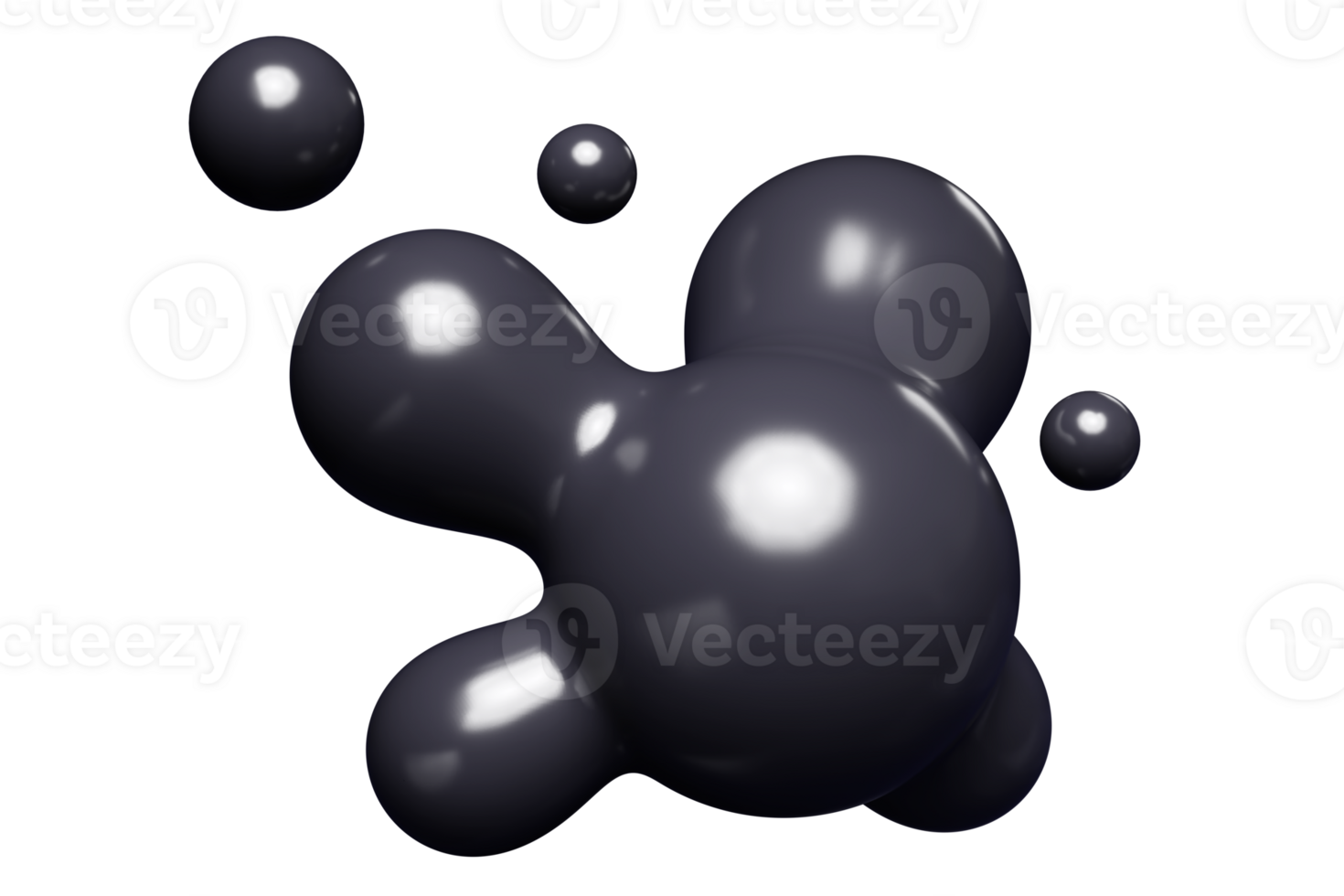 Black abstract liquid metaball shape. 3d render illustration png