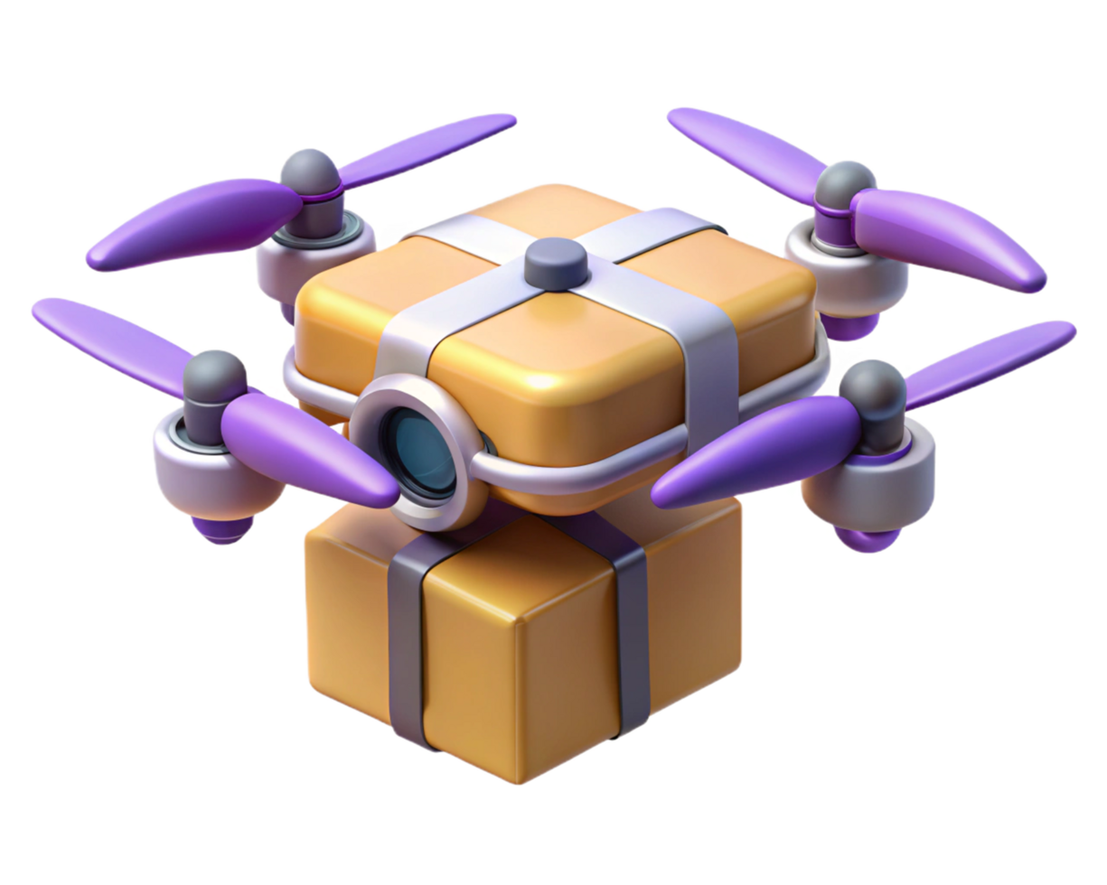 Drone Delivery in Action with Flying Package png