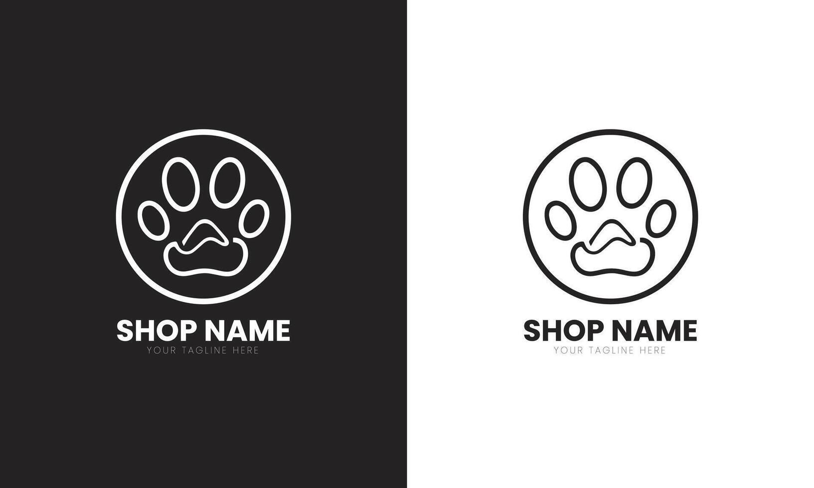 Creative minimalist pet shop or care logo design template for a company, starting a business, eye catchy, simple, modern. vector