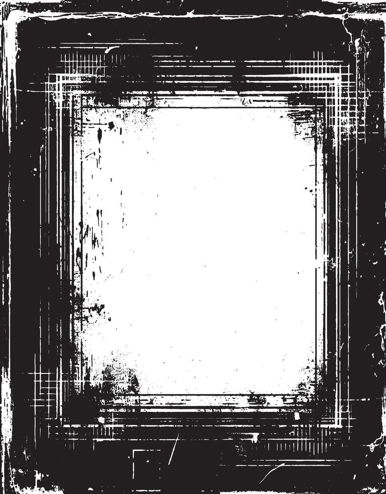 grunge frame with black and white paint, grunge frame on black background , Vintage grunge border vector