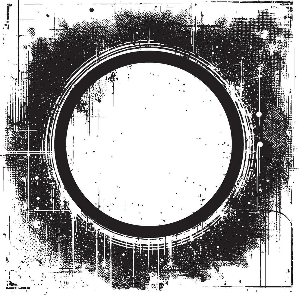 a black and white grunge circle on a white background, grunge frame on black background , Vintage grunge border vector