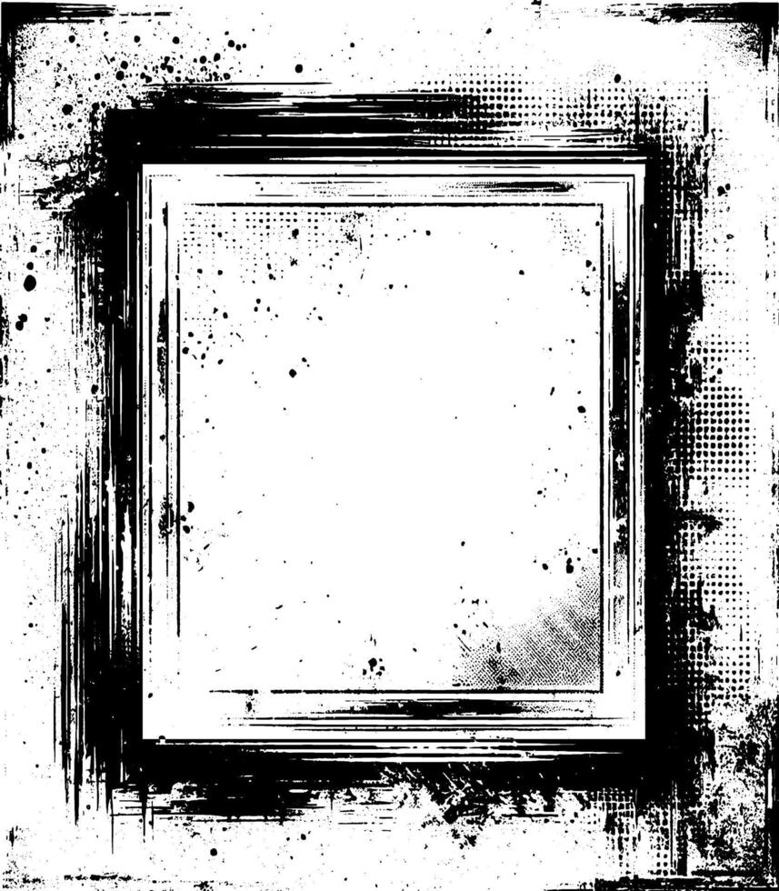 A Vintage grunge border black and white square frame with a white background, A square vintage photo frame, vector
