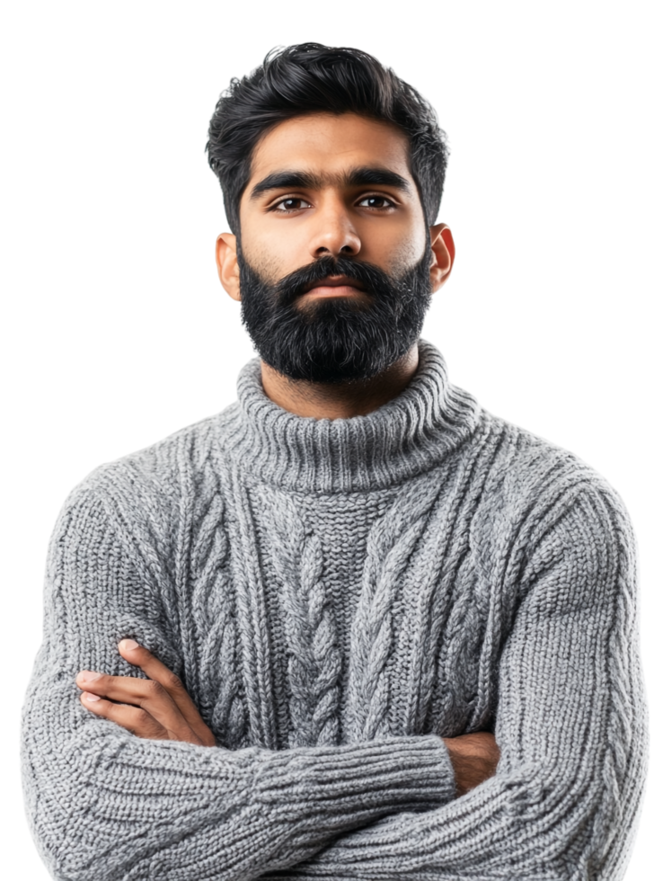 A man with a beard and a sweater png