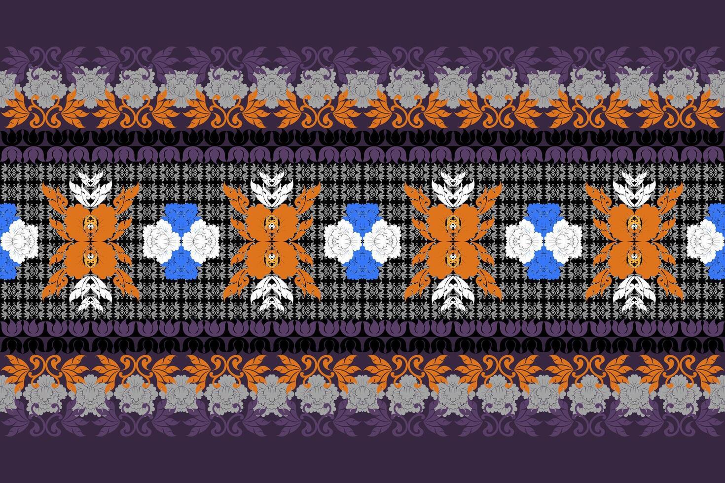 Traditional Thai fabric design using geometric shapes. vector