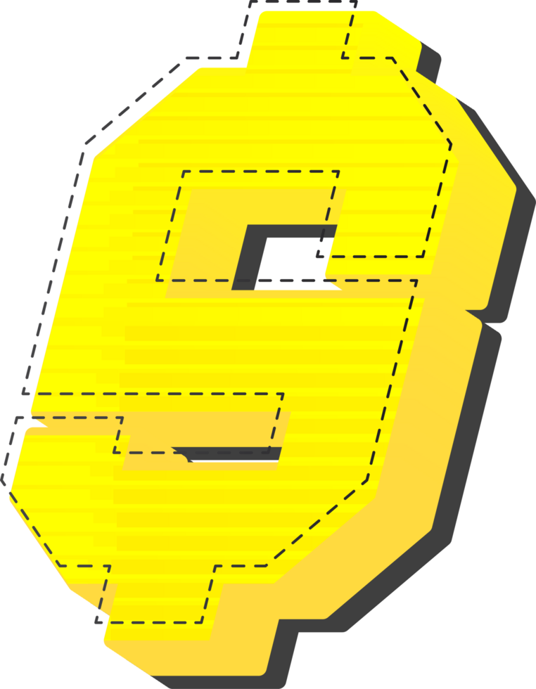Dollar, Yellow 3D Tech Modern Alphabet png