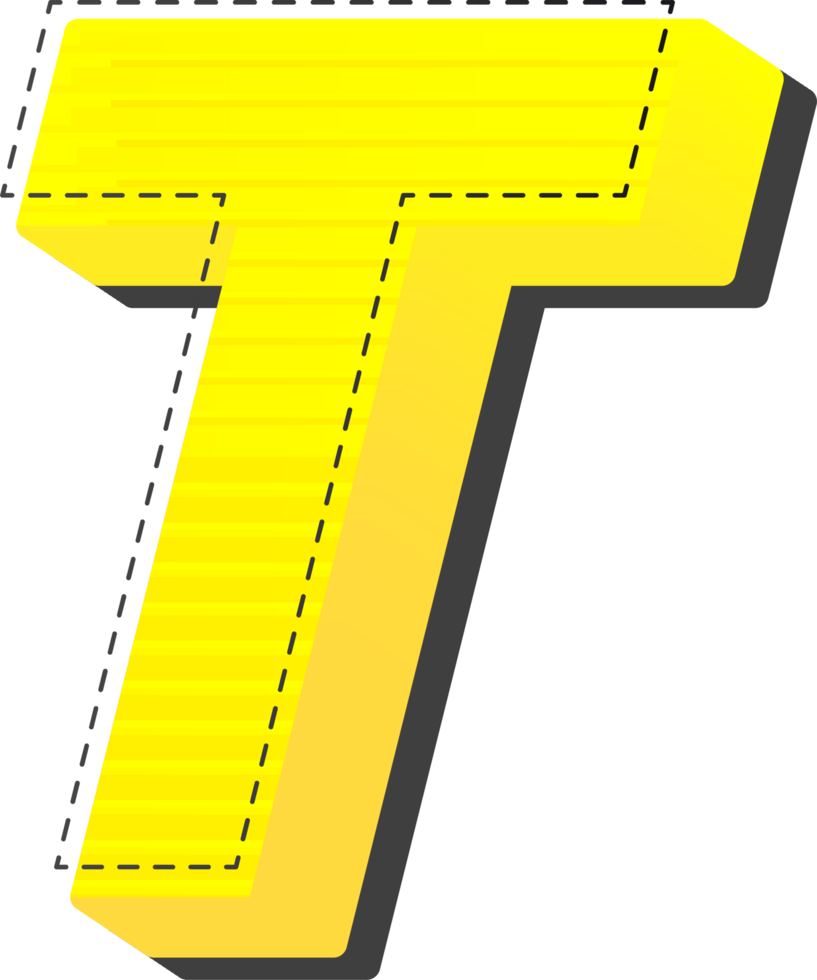 Letter T, Yellow 3D Tech Modern Alphabet png