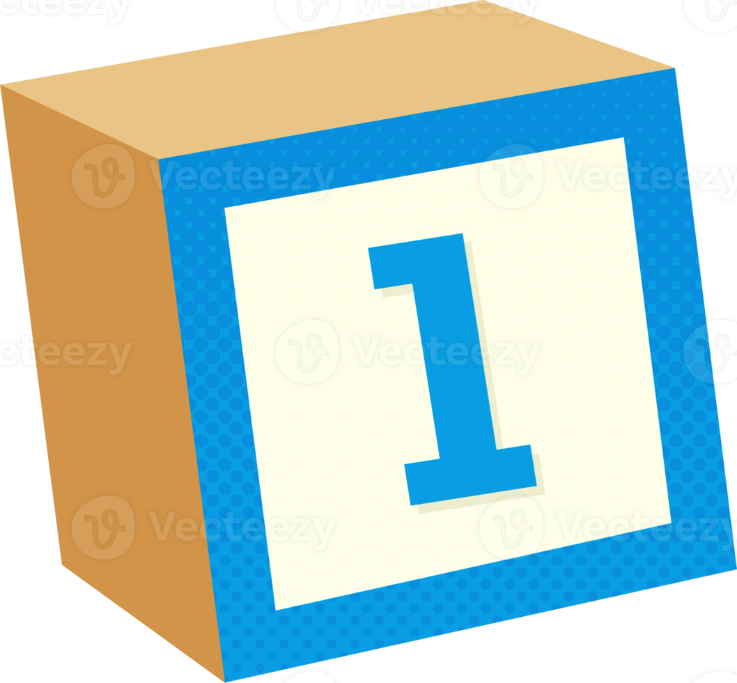A block with the number one on it png