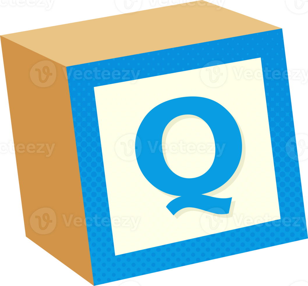 A block with the letter q on it png