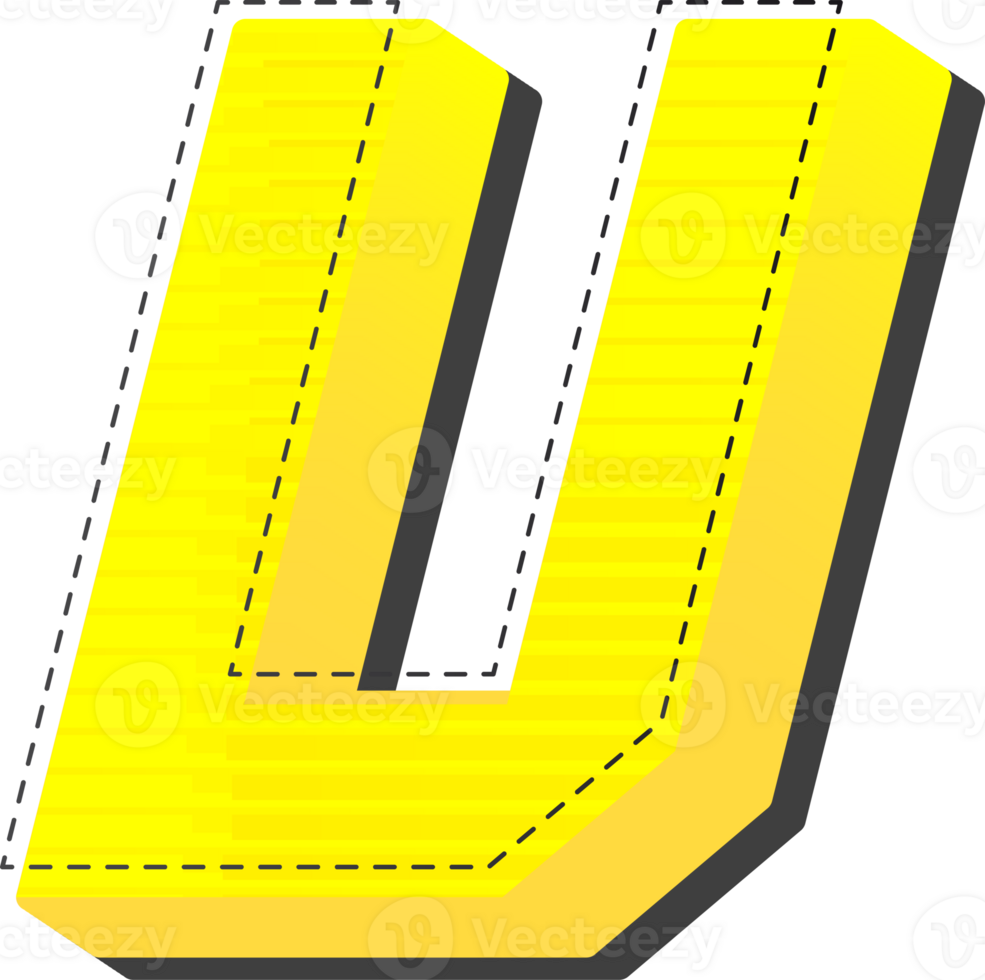 Letter V, Yellow 3D Tech Modern Alphabet png