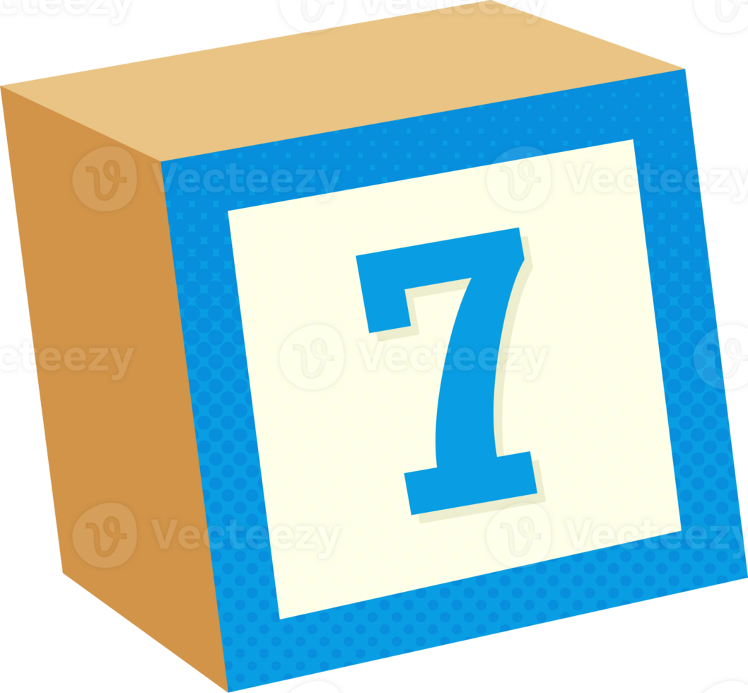 A blue and white block with the number seven on it png
