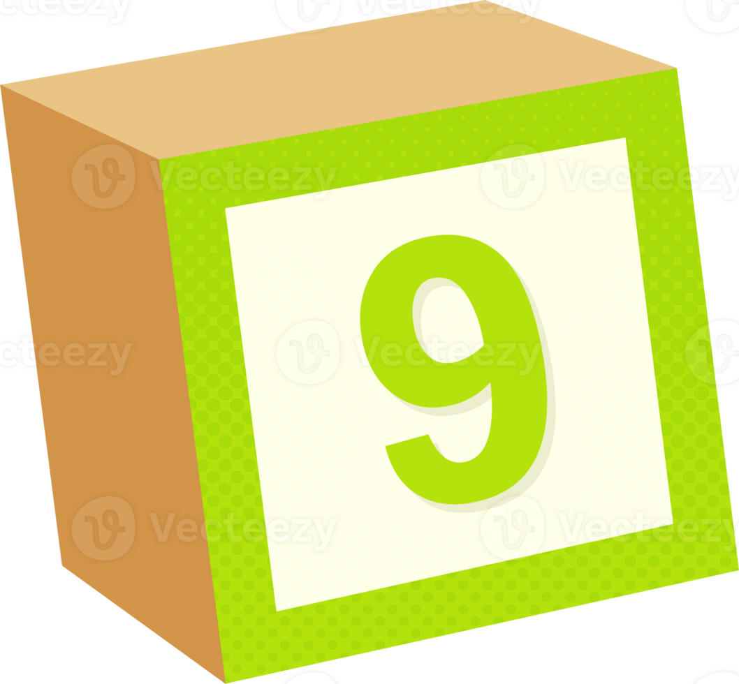 A block with the number nine on it png