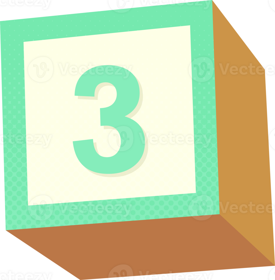 A block with the number three on it png