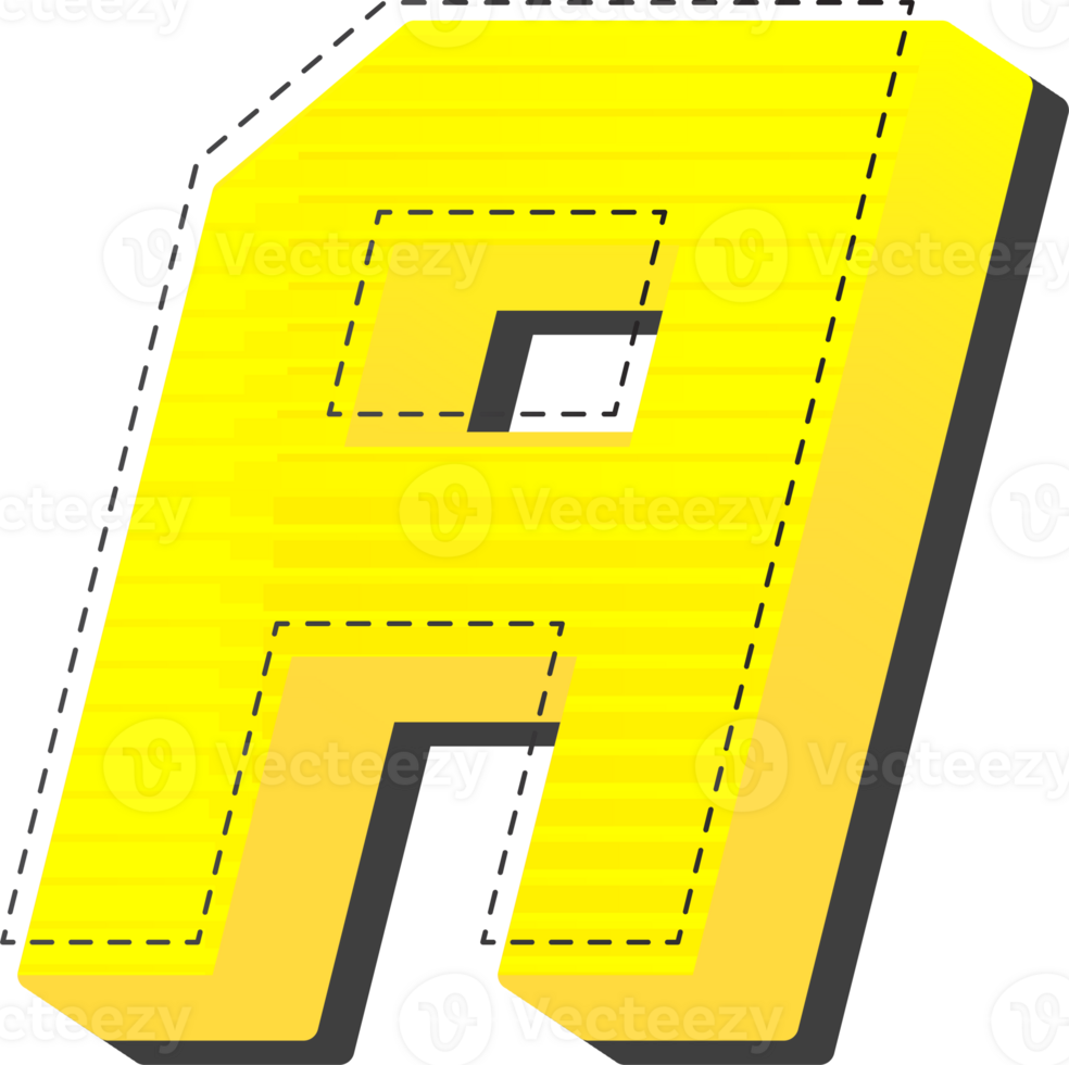 Letter A, Yellow 3D Tech Modern Alphabet png