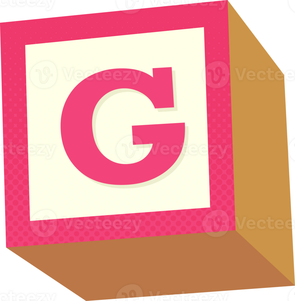 A pink block with the letter g on it png