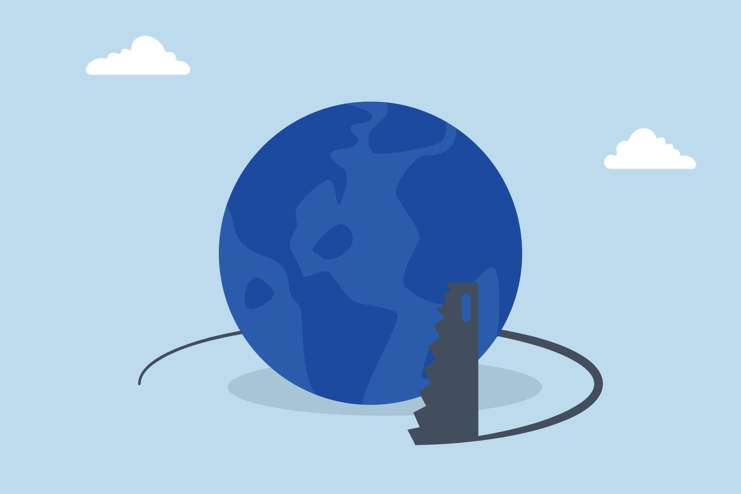 World economic crisis from war and geopolitical problem, Witnessing the globe dropping from the ground symbolizes peril and risks. vector