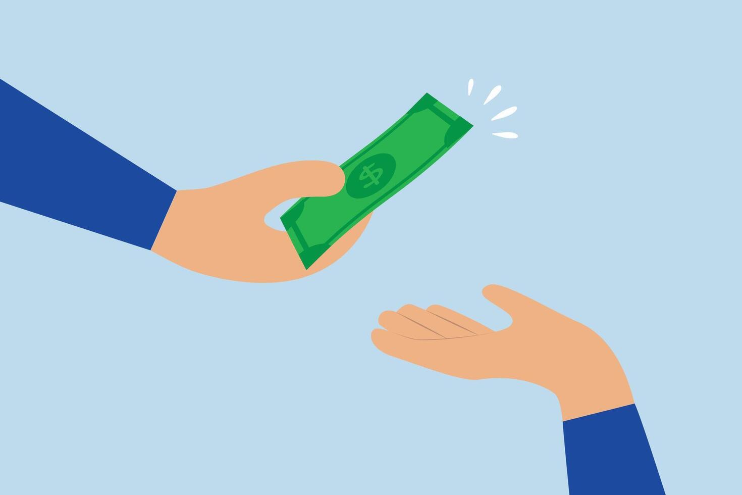 Borrow money from friend, A businessman is handing a banknote to his friend. vector