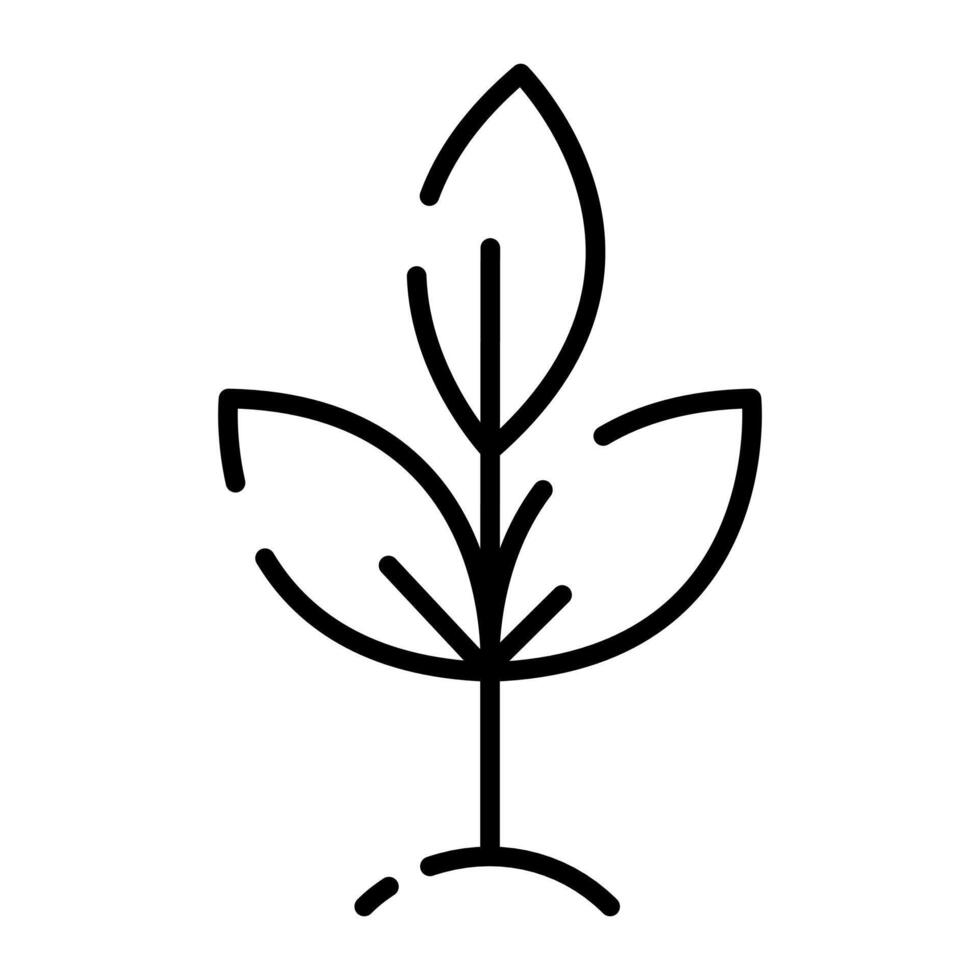 Growing sprout, plant, leaves icon. Simple black linear sign, editable stroke. Symbol of life, ecology, sustainability. Eco concept for web design, print, logo, label or emblem vector