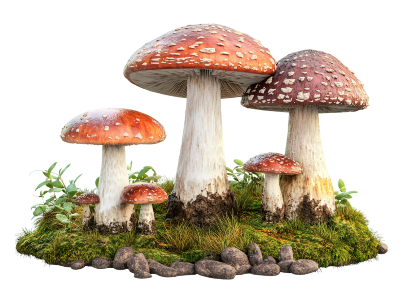 Mushrooms on a mossy hill png