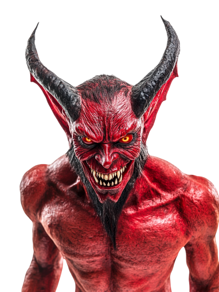 A red devil mask with horns and a big nose png