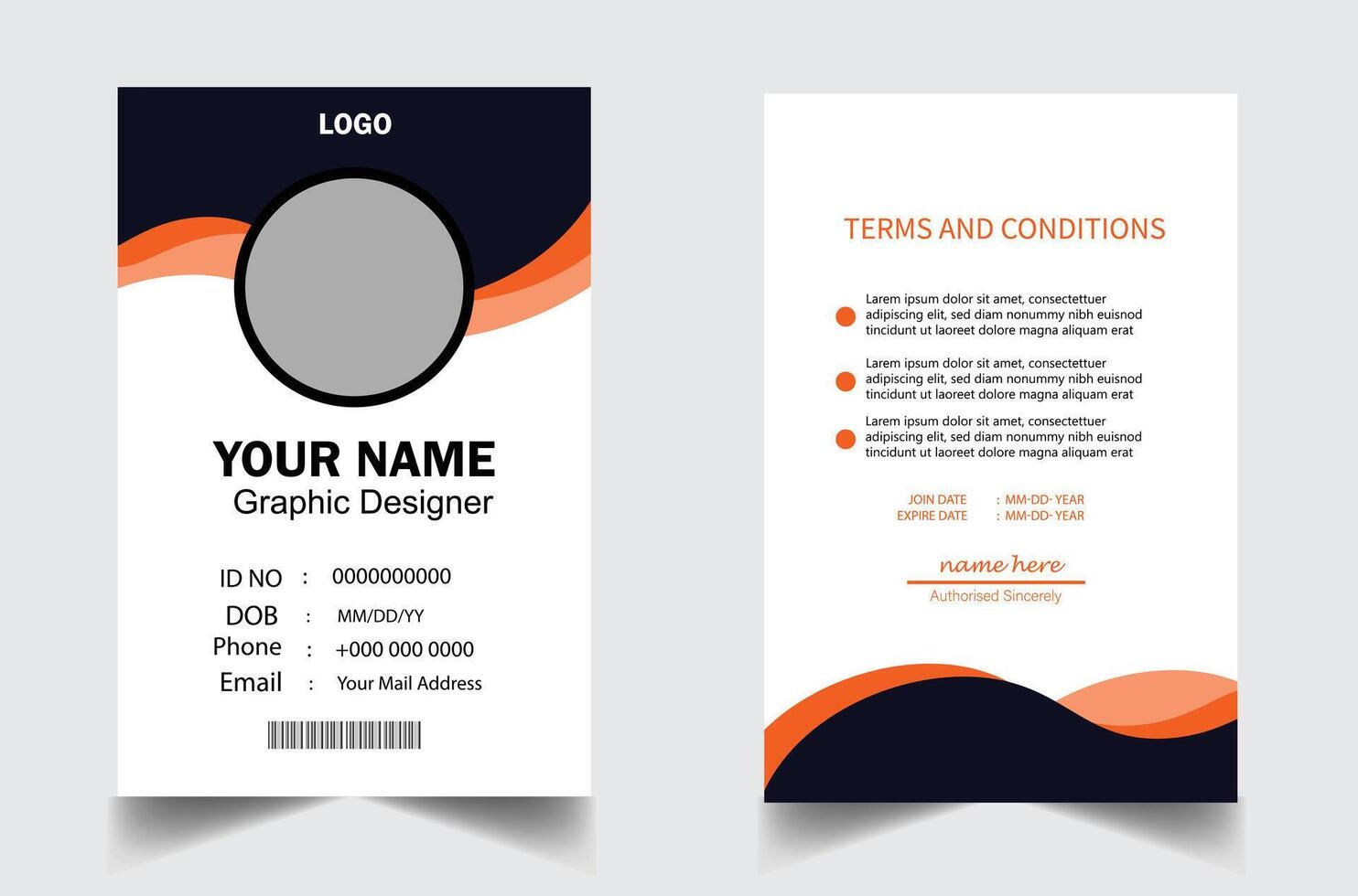 Modern ID card design template. Corporate identity card design. Professional employee id card. vector
