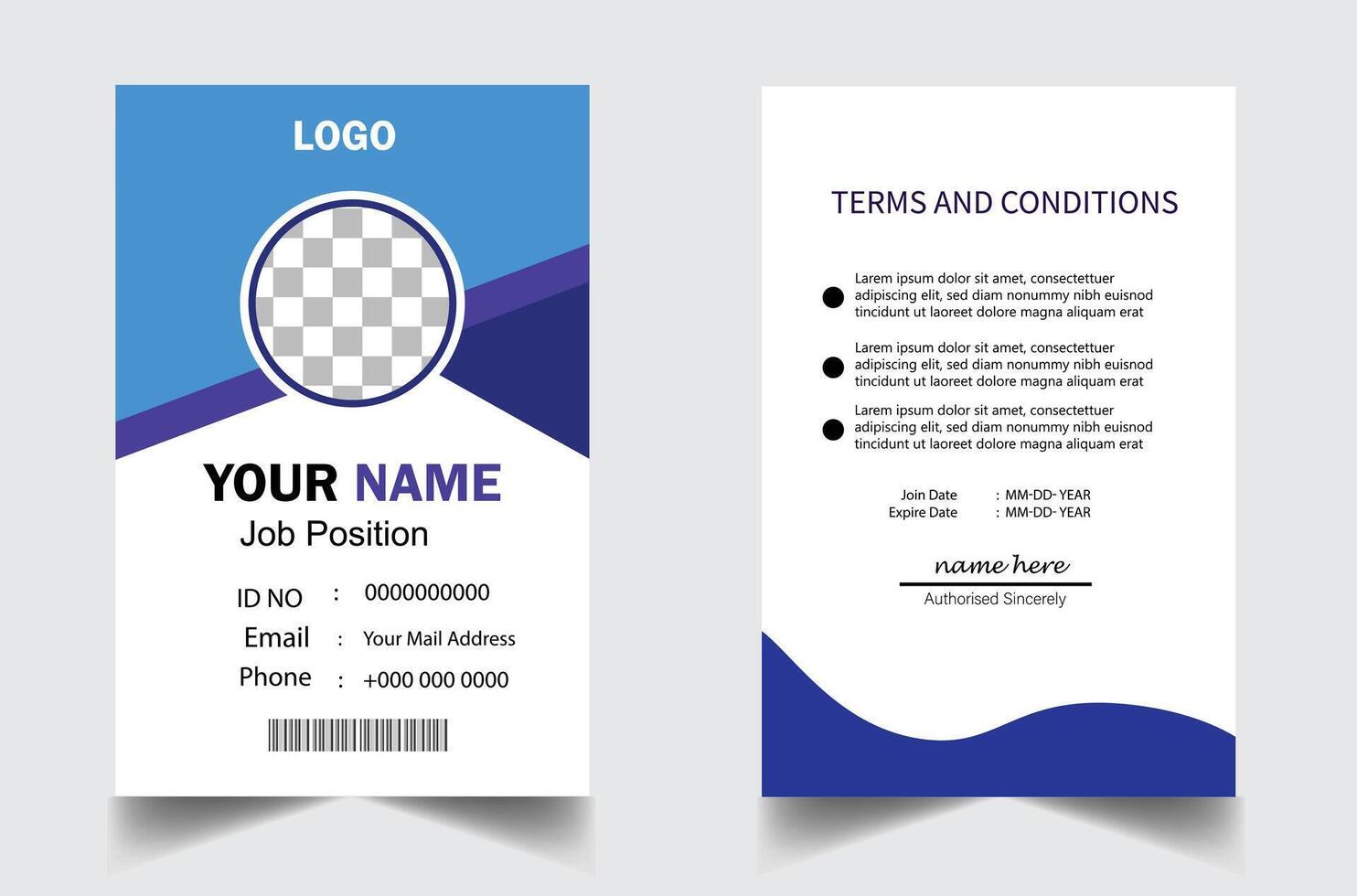Professional id card design template. Company employee id card template. Creative company id card template. vector