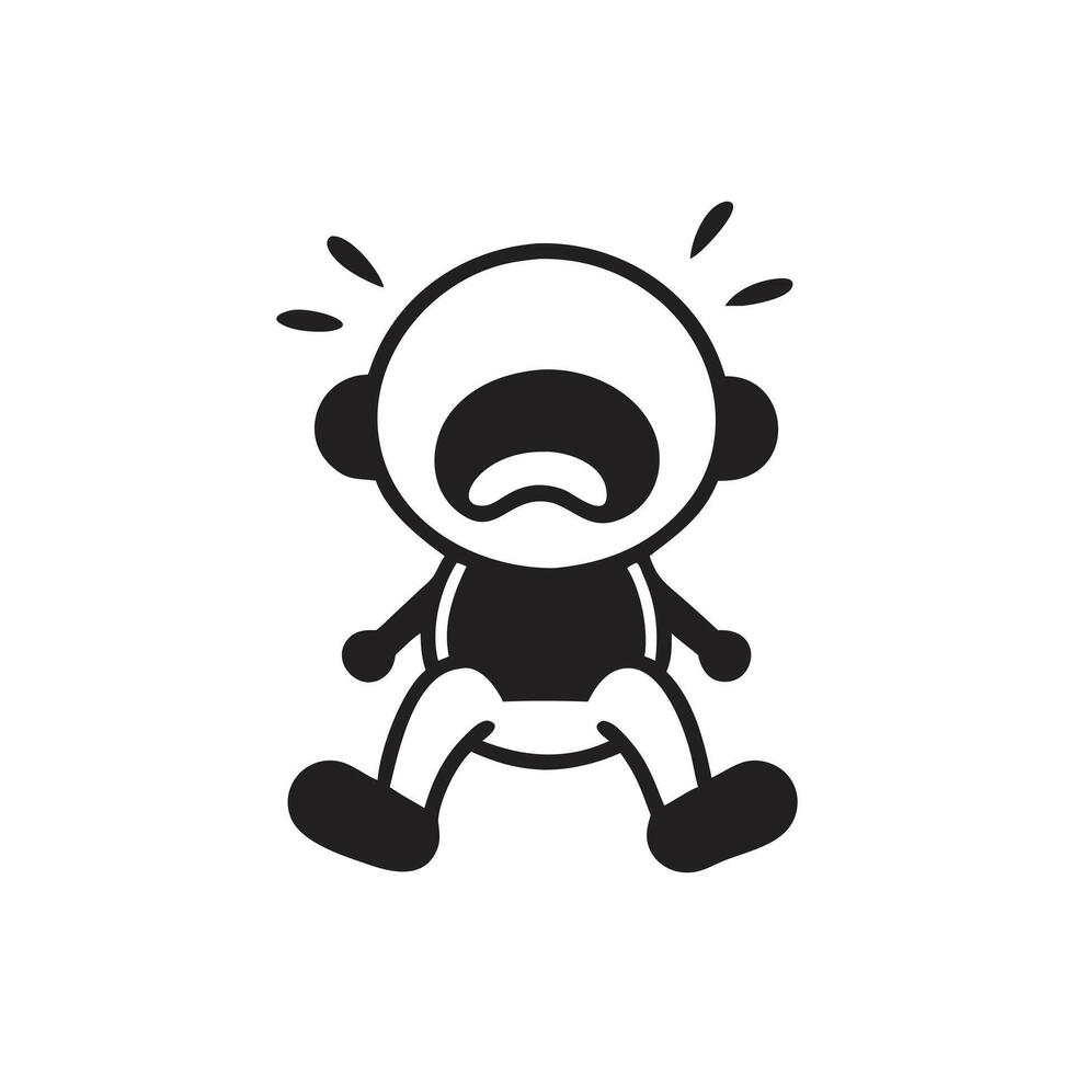 Baby Crying infant with tears icon on white background vector