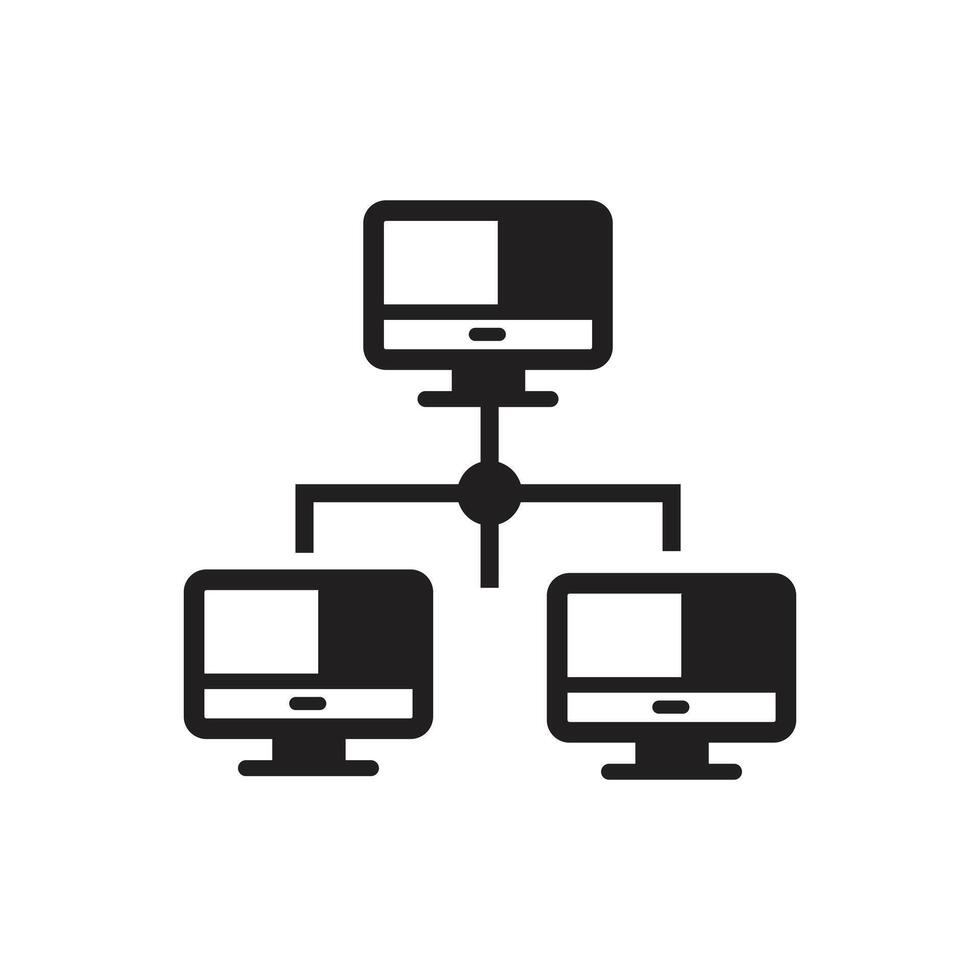 Three computers Network icon on white background vector