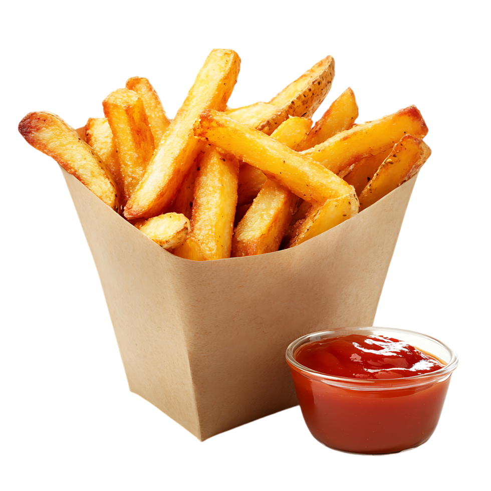 French fries with ketchup separated png