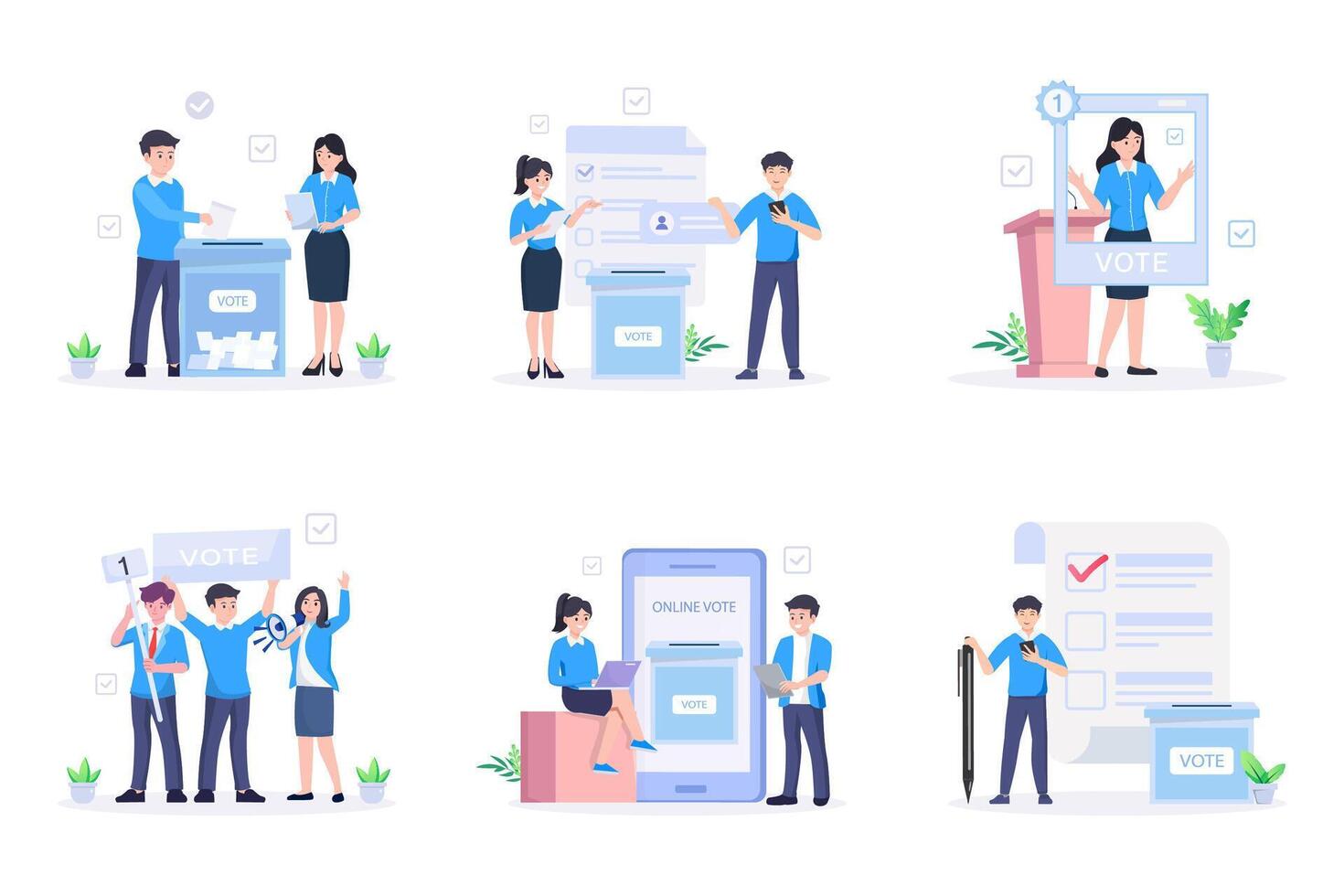 People campaigning at election time, illustration vector