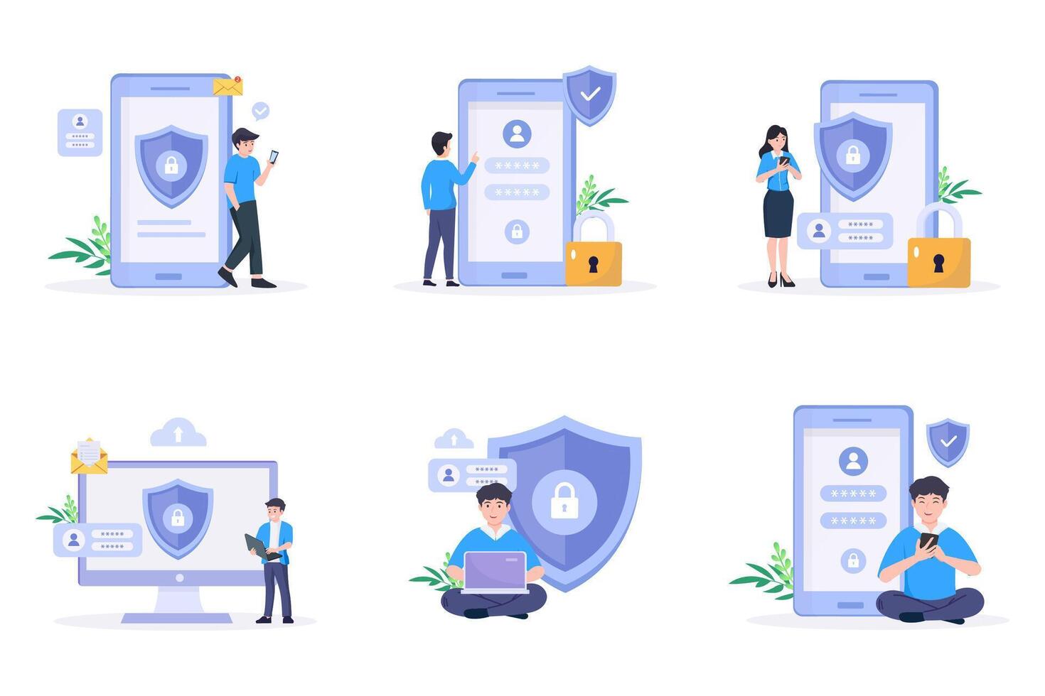 Data protection concept. Shield on Computer data management and protect data. vector
