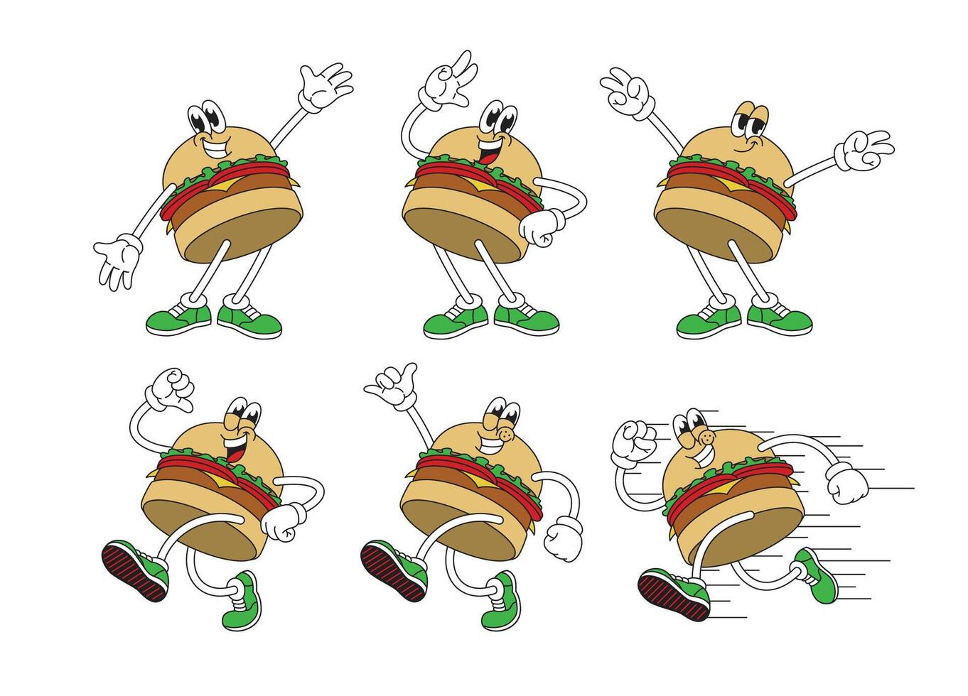 Hamburger Mascot Illustration with Various Pose Cartoon Collection vector