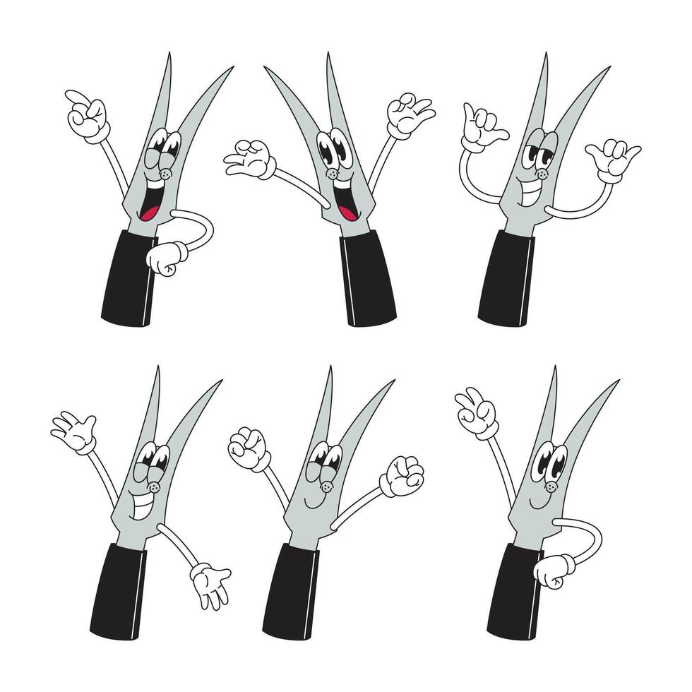 Happy Steak Fork Mascot Illustration with Various Pose Cartoon Collection vector