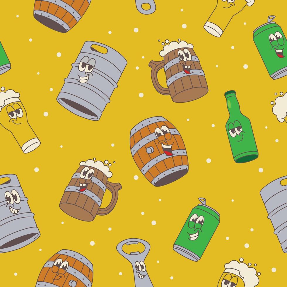 Seamless Pattern of Beer Element Mascot Illustration vector