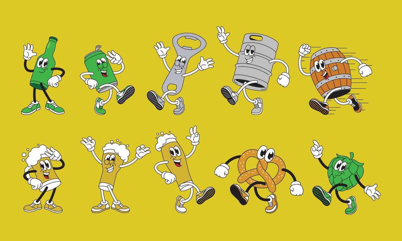 Collection of Oktoberfest Mascot Illustration with Various Pose Cartoon vector