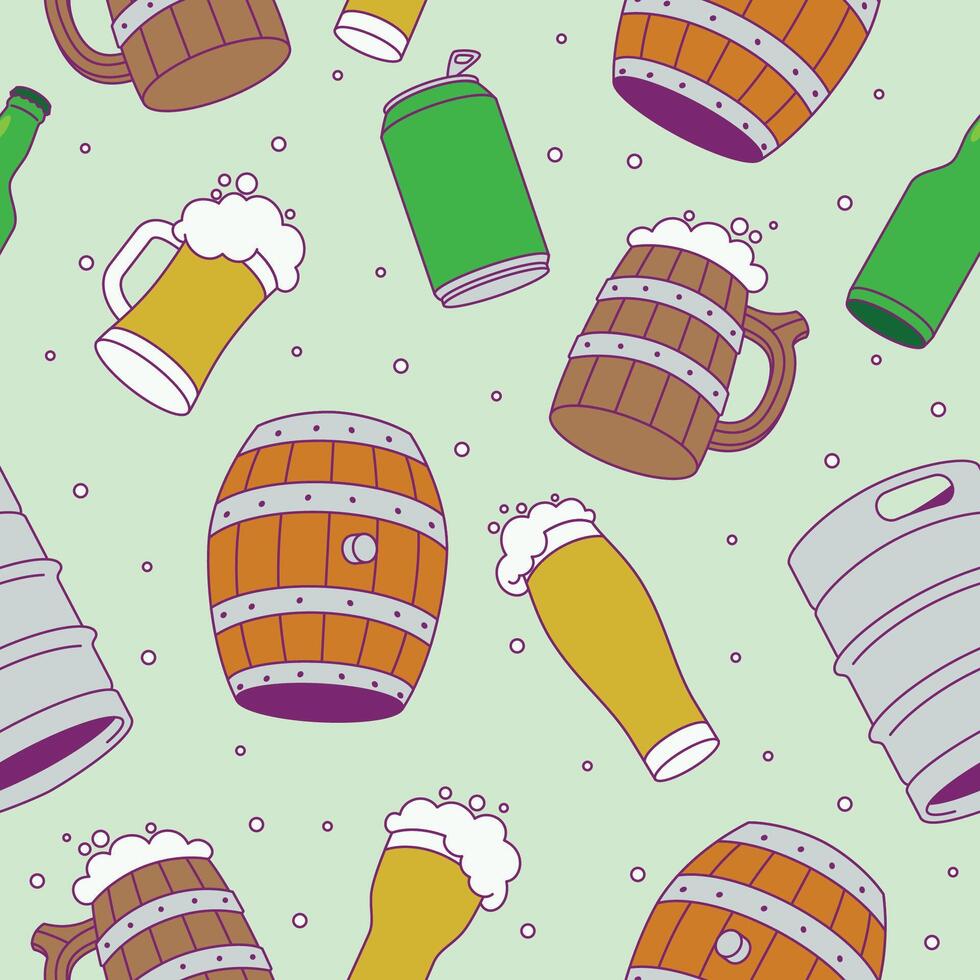 Beer Festival Element Illustration Seamless Pattern vector
