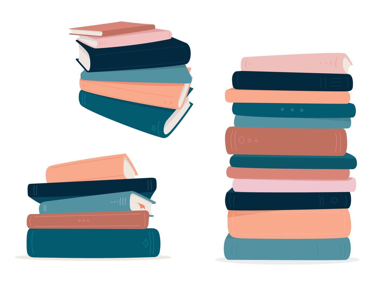 Colorful stack of books. Pile of books isolated on white background. vector