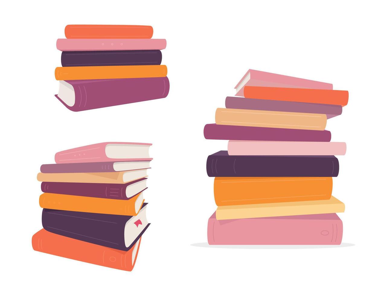 Stack of books isolated on white background. Colorful illustration vector