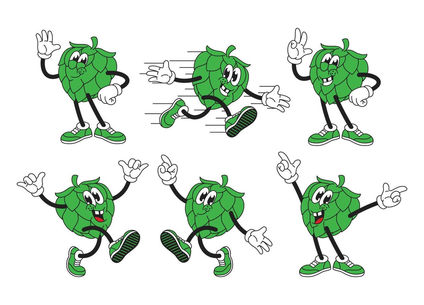 Cheerful hops Cartoon Mascot Illustration with Various Pose Set vector