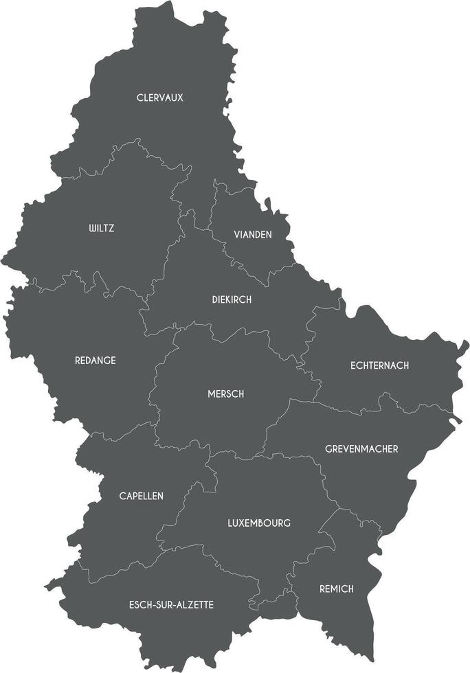 regional map of Luxembourg with cantons and administrative divisions. Editable and clearly labeled layers. vector