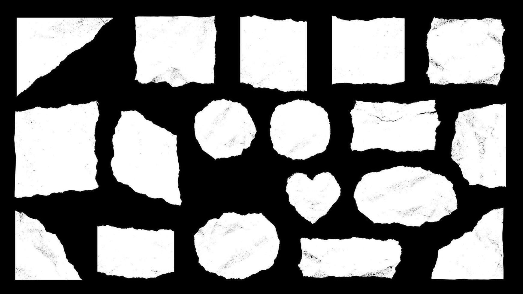White Ripped Textured Paper Pieces vector