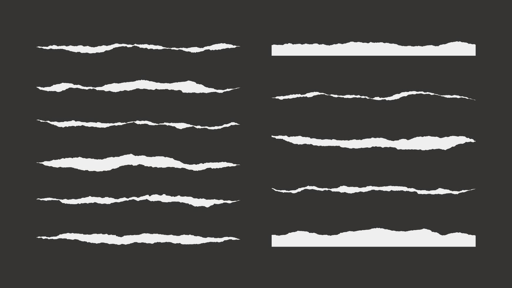 11 White Ripped Paper Strips vector