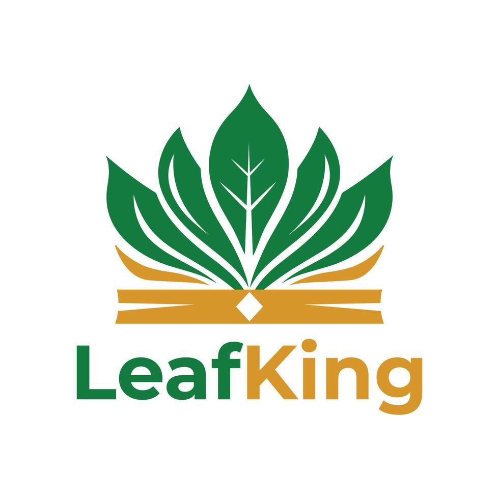 leaf king flat minimalist logo design vector