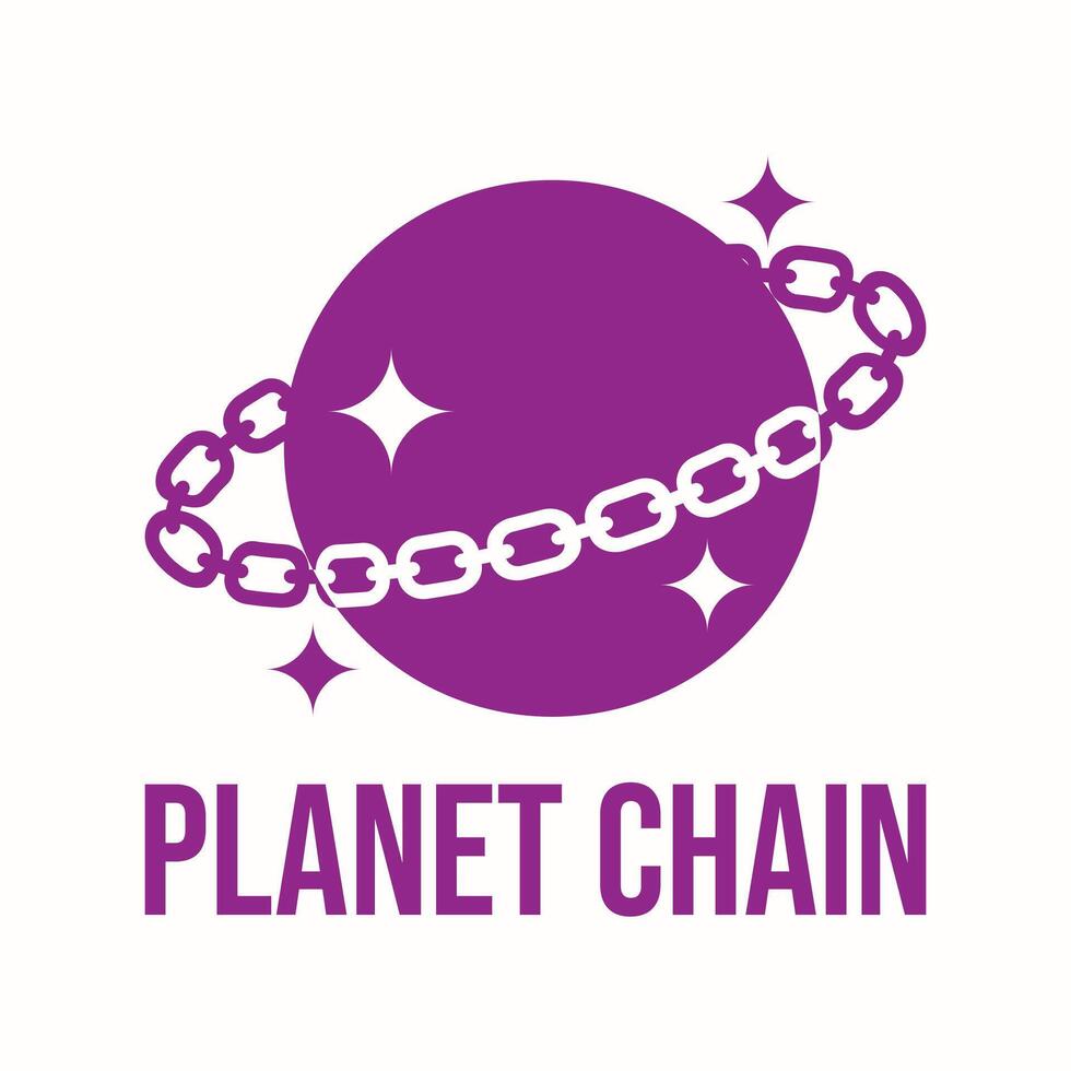 planet chain flat minimalist logo design vector